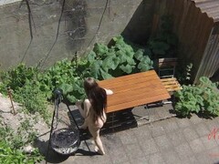Voyeurs filming teen bitch fucking with old janitors on the terrace Thumb