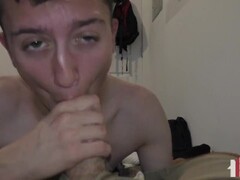straight guy gives a hard blowjob with spitting/slapping Thumb