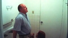 Kinky Bathroom babe sucks dick Thumb