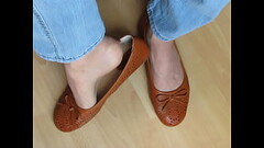 brown summer ballet flats, nylons and jeans, shoeplay by Isabelle-Sandrine Thumb