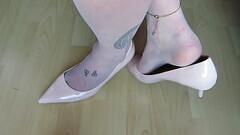 beige patent &quot_EKS&quot_ leather high heels and nylons, shoeplay by Isabelle-Sandrine Thumb