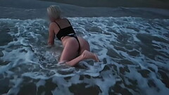 Blonde shows tits and sucks cock on a public beach Thumb