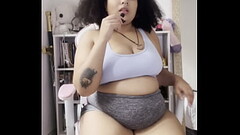 BBW Farts on microphone with thight shorts JOI Thumb