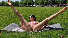 Nicky Brill Showing pussy in public park and pissing Thumb