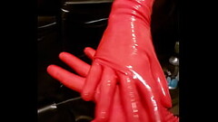 Dreamofevolutionvip - Red latex Gloves / Rubberfashion Thumb