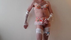 Crossdresser wearing Andres Sarda Lingerie and masturbating a hot load on it. Thumb