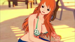 Nami gives you the handjob of your life on the beach JOI - One Piece Thumb