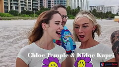 Beach bunny Kapri &amp_ Chloe Temple threesome in front of cuckold sugar daddy Thumb