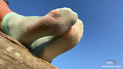 Outdoor Soles Tease In Cute Turquoise Nylon Socks Thumb