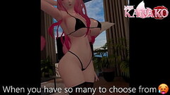 Vtuber gets so wet posing in tiny bikini! Catgirl shows all her curves for you! Thumb