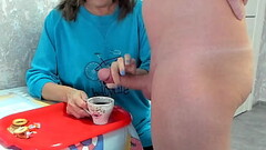 Milf granny drinks coffee with cum taboo ,big dick huge load Thumb