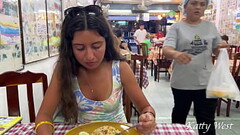 Katty eats lunch in an Asian cafe without panties and flashing pussy in public Thumb