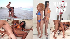 MAMBO TOUR #6: Jasminy Villar &amp_ Rebeca Villar gets nasty at the beach then fuck big dicks (Anal, Thumb