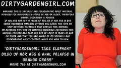 Dirtygardengirl take elephant dildo up her ass &amp_ anal prolapse in orange dress Thumb