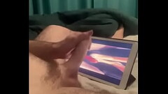 Foot wank cum shot Thumb