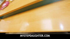 MyStepDaughter  -  Risky Pussy Flash Under The Table For Stepdaughter Thumb