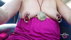 nippleringlover kinky mother flashing extreme pierced nipples pierced pussy and sexy ass on public s Thumb