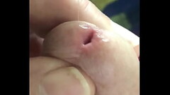 Playing with Pre Cum Thumb