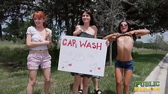 PUBLIC HANDJOBS Chloe Skyy and her hot friends and twerkin&#039_ at the carwash Thumb