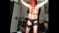 Me partly undressed up to speedo, and tied bij my mate Bartje Thumb